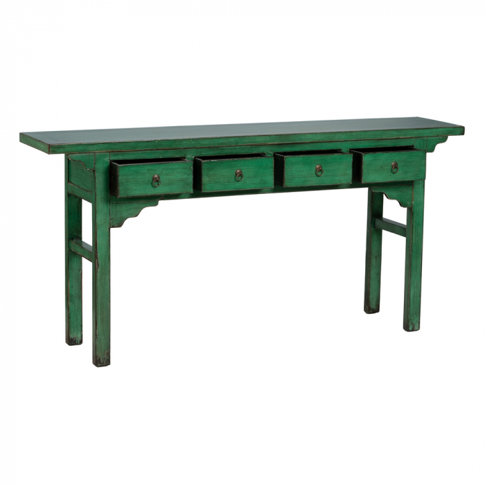Consola Verde Antichizata din Lemn de Pin - Accente Vintage CreativDeco [3]