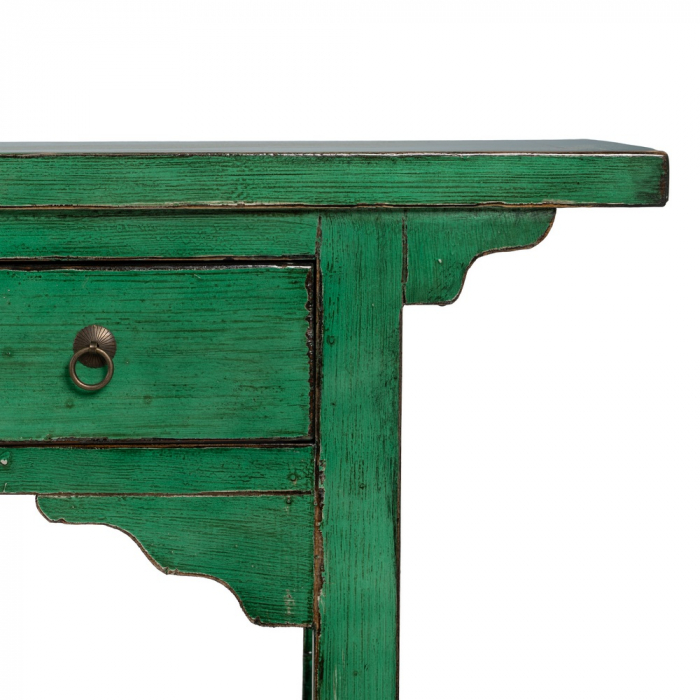 Consola Verde Antichizata din Lemn de Pin - Accente Vintage CreativDeco [6]