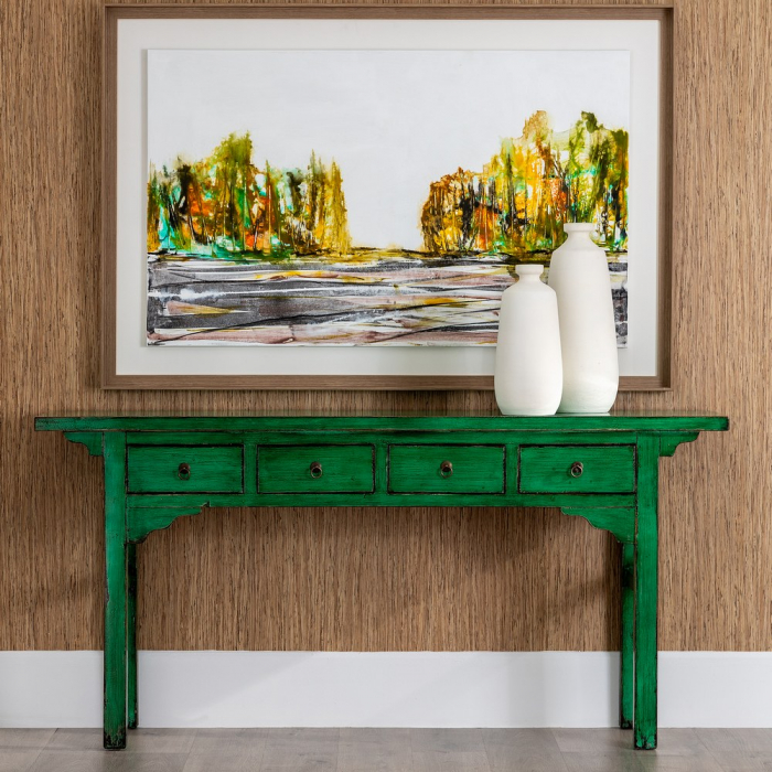 Consola Verde Antichizata din Lemn de Pin - Accente Vintage CreativDeco [2]