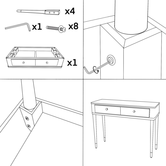 Consolă verde salvie din lemn de pin și MDF cu două sertare și accente aurii design elegant [10]