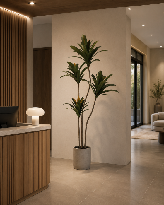 Copac decorativ artificial înalt cu frunze verzi și bază beton 180 cm [2]