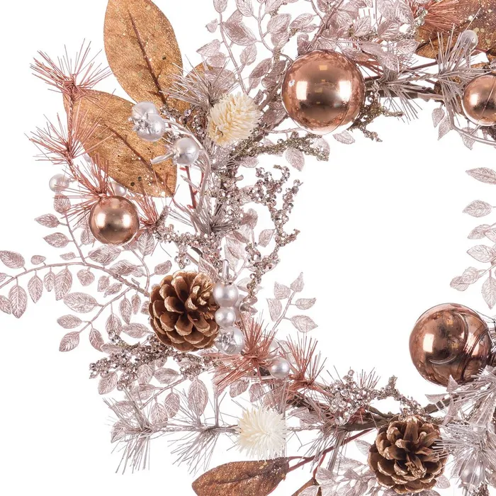 Coroana decorativa cu frunze cupru - Decor Craciun CreativDeco [2]