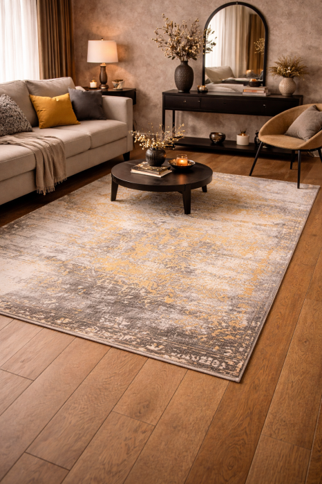 Covor vintage modern auriu-maro|Covoare elegante premium [2]