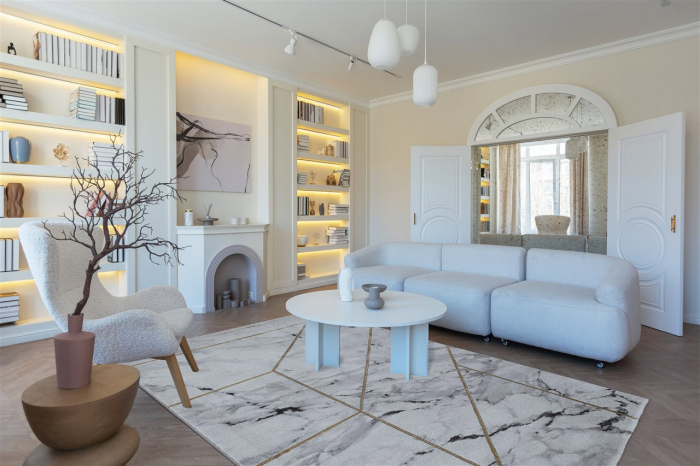 Covor modern aspect marmura alb gri|Covoare moderne premium [2]