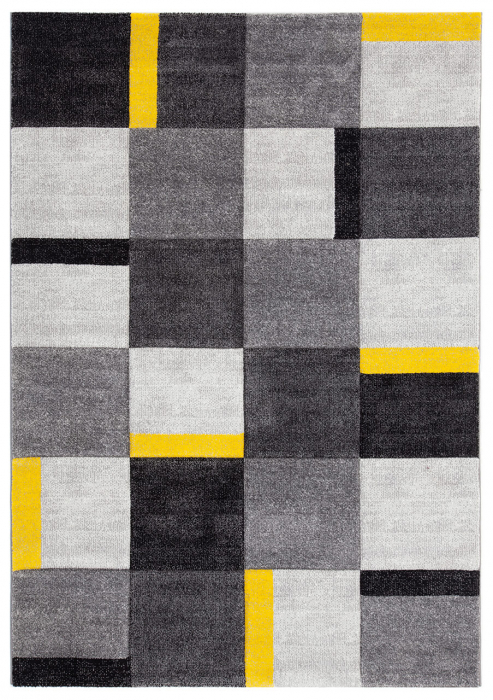 Covor contemporan geometric gri-galben|Covoare moderne premium [1]