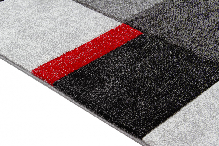 Covor contemporan geometric gri-rosu|Covoare moderne premium [5]