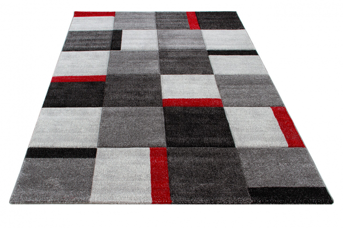 Covor contemporan geometric gri-rosu|Covoare moderne premium [2]