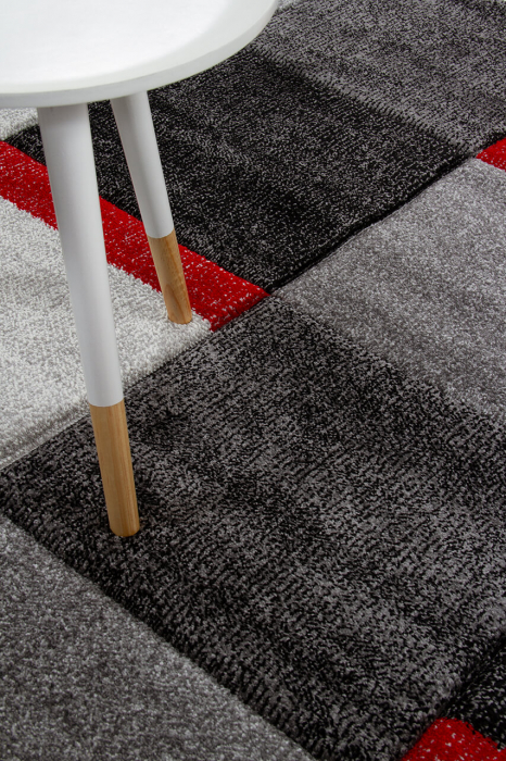 Covor contemporan geometric gri-rosu|Covoare moderne premium [6]