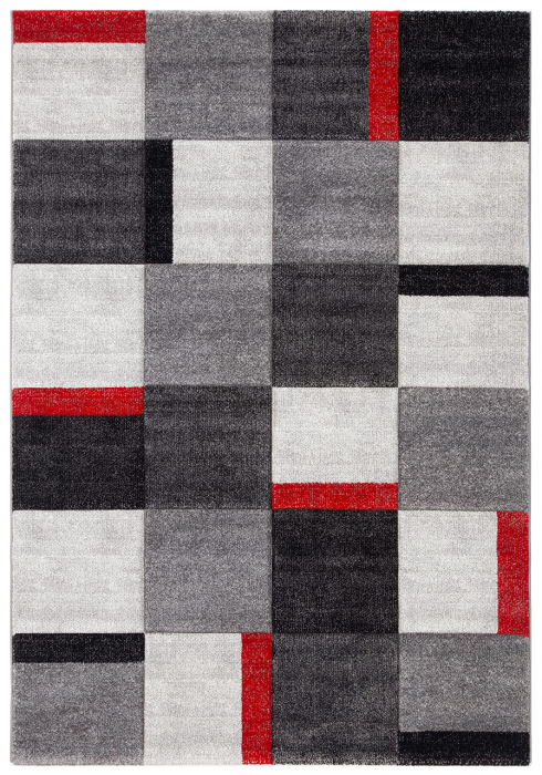 Covor contemporan geometric gri-rosu|Covoare moderne premium [1]
