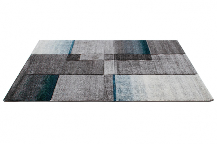 Covor modern geometric albastru deschis-gri|Covoare contemporane premium [4]