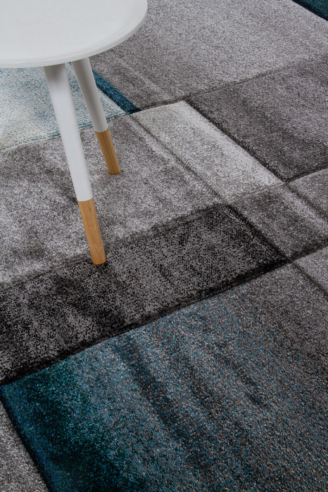 Covor modern geometric albastru deschis-gri|Covoare contemporane premium [6]