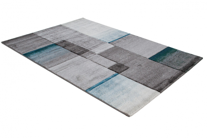 Covor modern geometric albastru deschis-gri|Covoare contemporane premium [3]