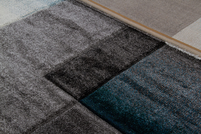 Covor modern geometric albastru deschis-gri|Covoare contemporane premium [8]