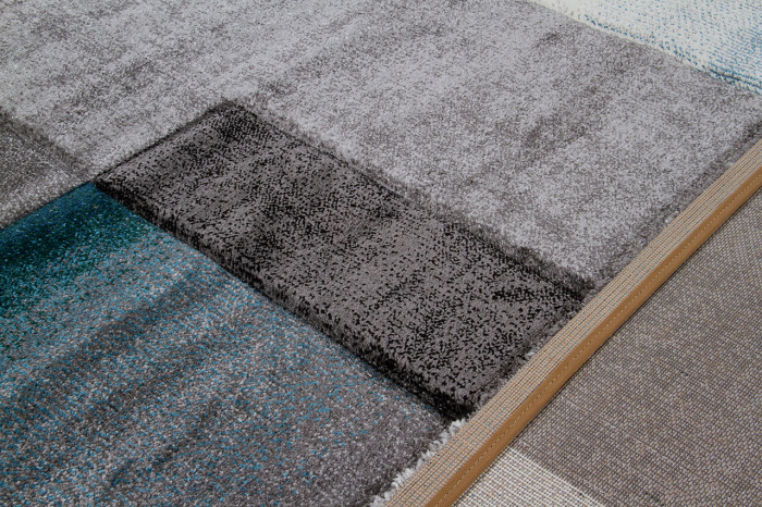 Covor modern geometric albastru deschis-gri|Covoare contemporane premium [7]