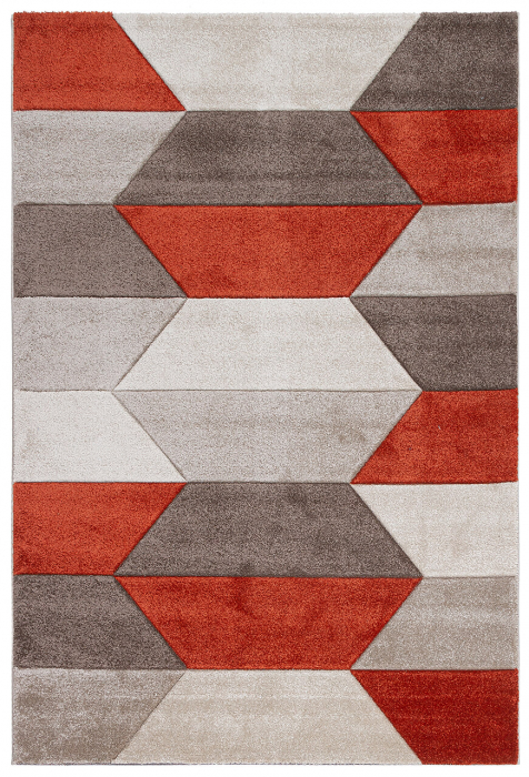 Covor contemporan geometric gri ruginiu|Covoare moderne premium [1]