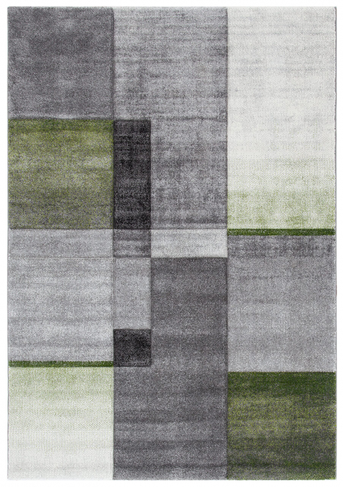 Covor modern geometric verde-gri|Covoare contemporane premium [1]