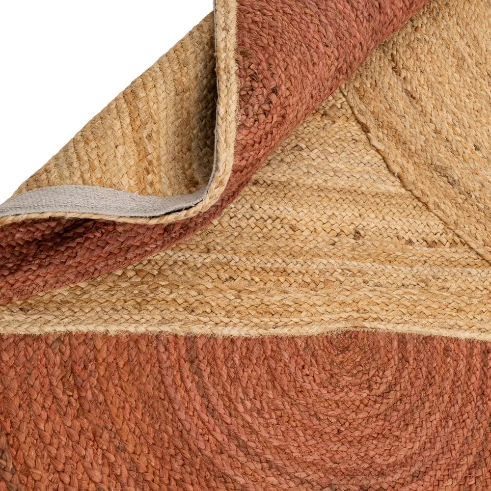 Covor din iută în nuanță teracotă cu model geometric din semicercuri – imagine principală în dining [5]