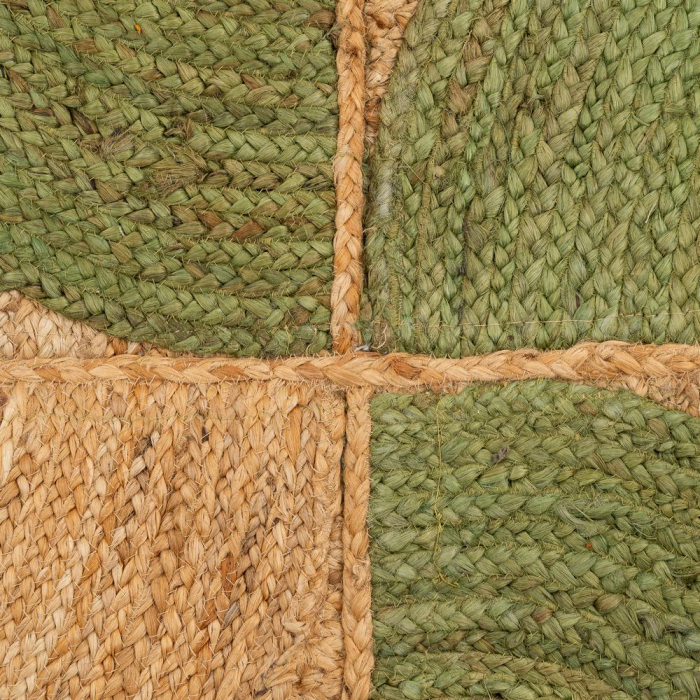 Covor din iută natural-verde cu model geometric din semicercuri – imagine principală în dining [4]