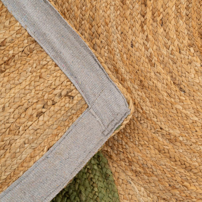 Covor din iută natural-verde cu model geometric din semicercuri – imagine principală în dining [5]