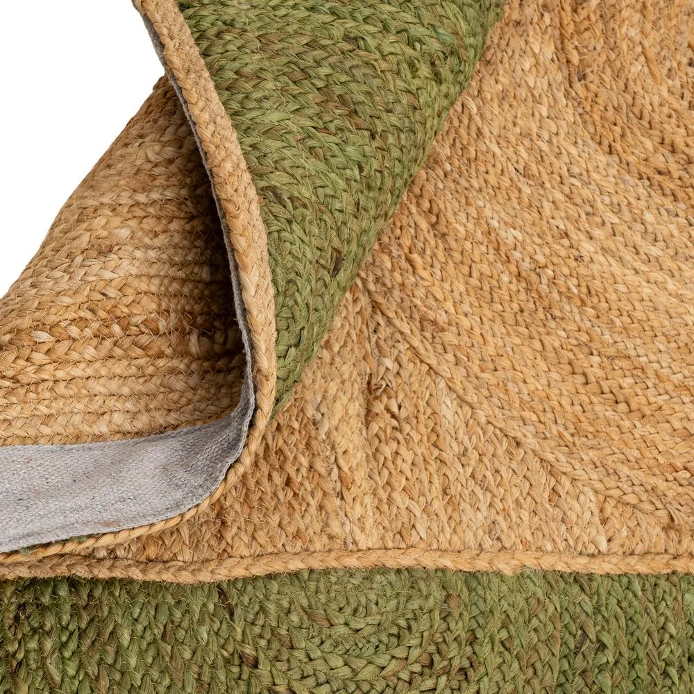 Covor din iută natural-verde cu model geometric din semicercuri – imagine principală în dining [3]