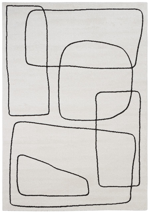 Covor modern abstract ivory negru|Covoare moderne premium [1]