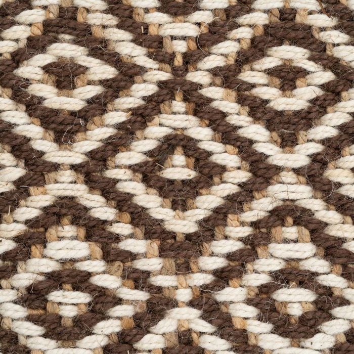 Covor din iută natural maro model geometric Altea – vedere de sus, romburi repetate, textură de iută. [5]
