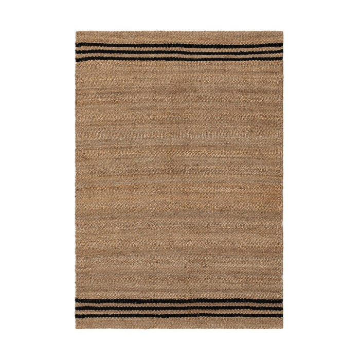Covor din iută naturală cu dungi negre Altea – vedere de sus, benzi negre, margini discrete. [1]