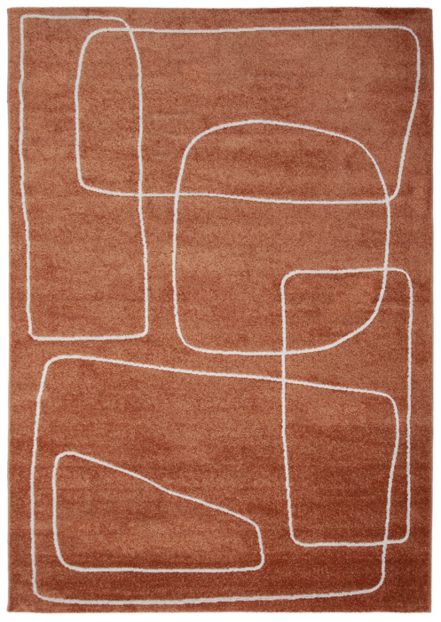 Covor modern abstract ruginiu alb|Covoare moderne premium [1]