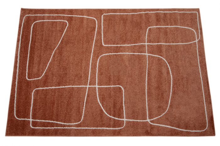 Covor modern abstract ruginiu alb|Covoare moderne premium [3]