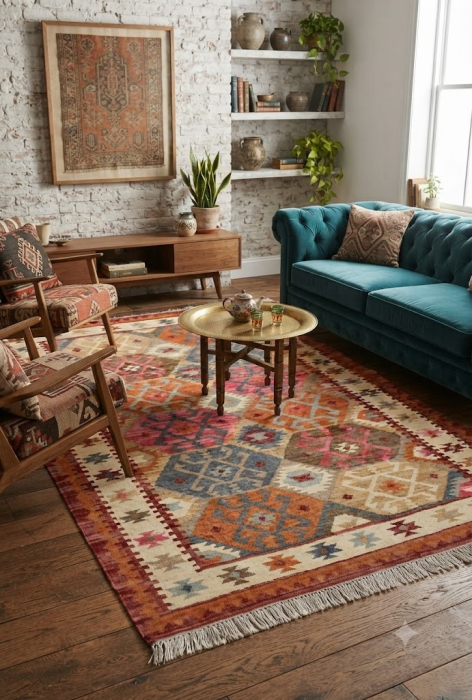 Covor kilim geometric multicolor|Covoare traditionale premium [2]