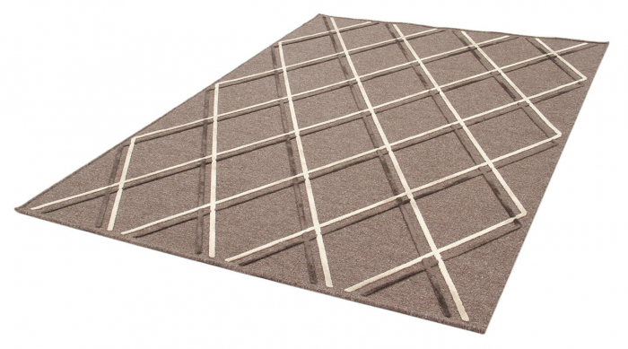 Covor geometric mare tabacco-ivory|Covoare moderne XL cu textura 3D [4]