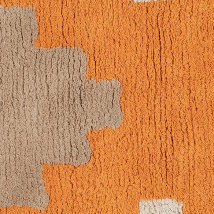Covor dreptunghiular bumbac Azteca alb-portocaliu|Covoare vibrante pentru decor modern [3]