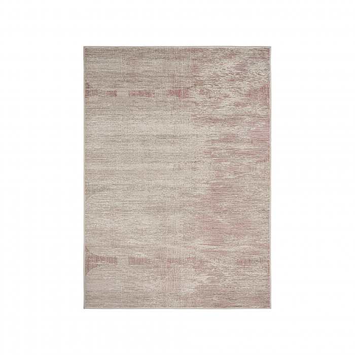 Covor dreptunghiular bej cu accente roz – design abstract modern [1]