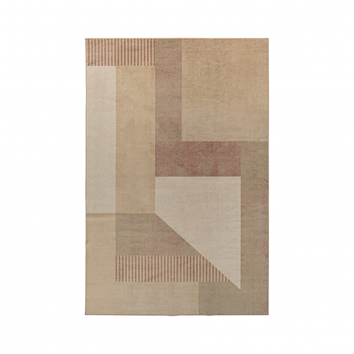 Covor dreptunghiular bej cu design geometric pastel – eleganță arhitecturală [1]
