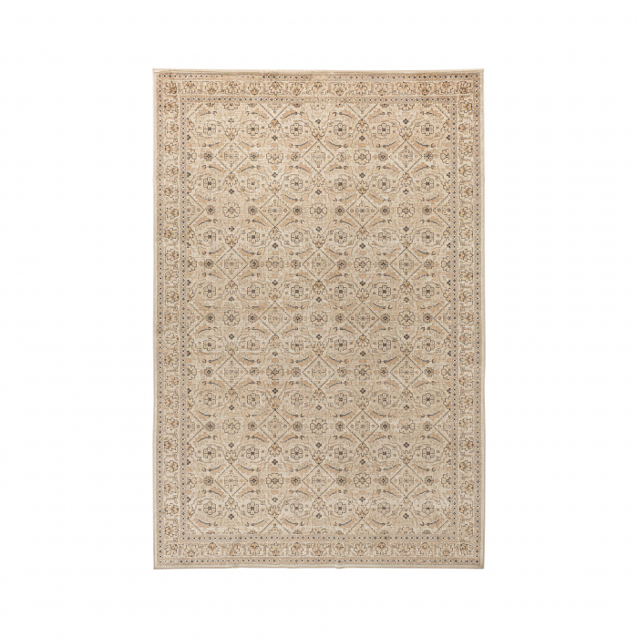 Covor dreptunghiular bej cu model clasic simetric – detalii ornamentale fine [1]