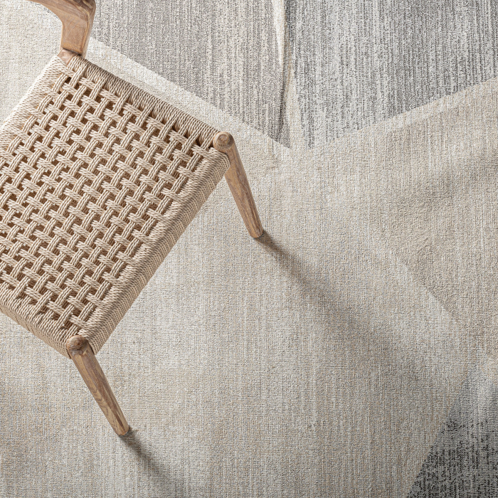 Covor dreptunghiular bej cu nuanțe de verde – design geometric abstract [4]