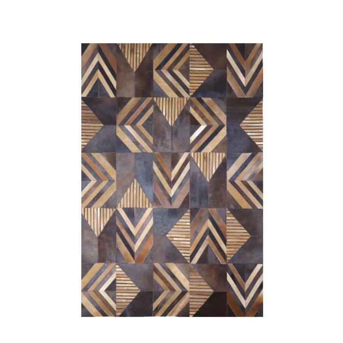 Covor dreptunghiular piele lână negru maro – design modern [1]