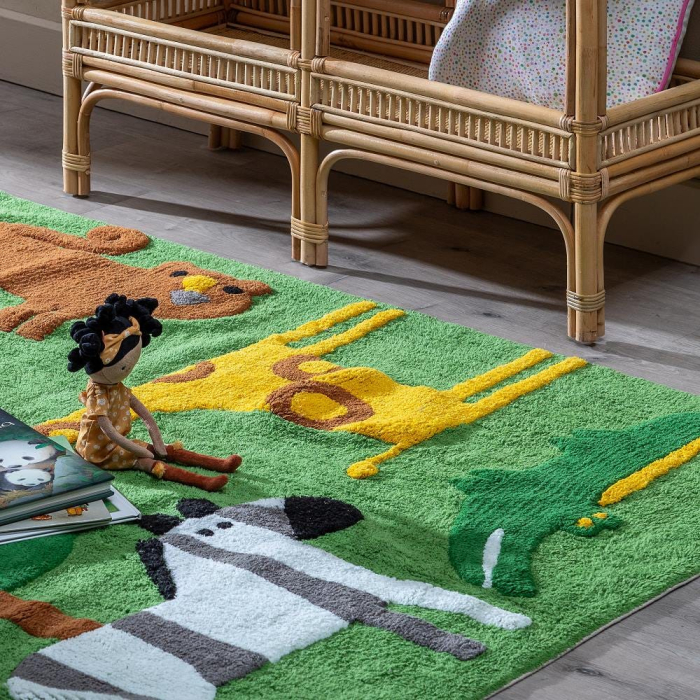 Covor dreptunghiular verde bumbac|Covoare confortabile pentru camere de copii [5]