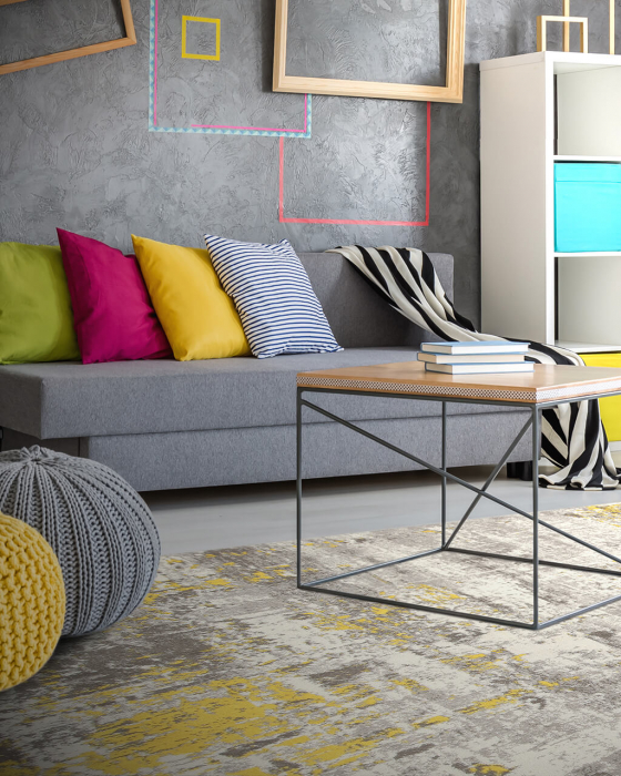 Covor ecru galben pentru living|Covoare vintage moderne [3]
