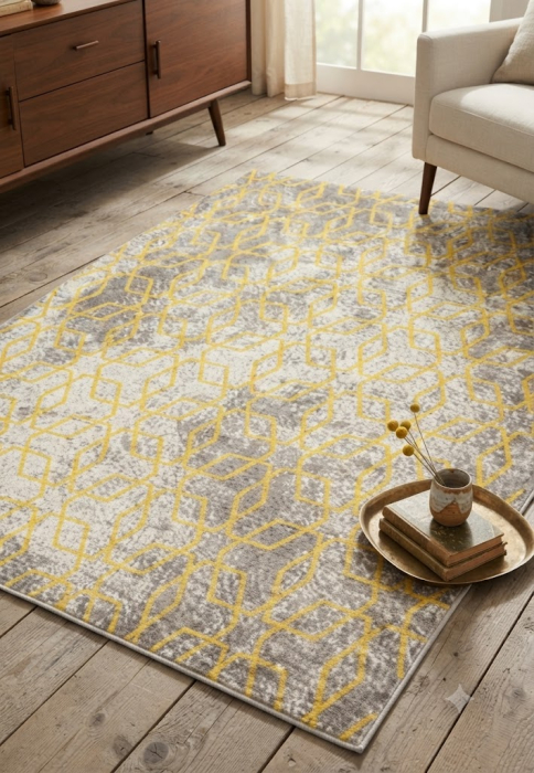 Covor ecru galben pentru living|Covoare vintage moderne [2]