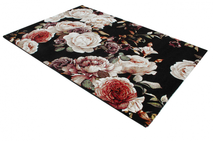 Covor shabby chic floral negru|Covoare romantice premium [3]
