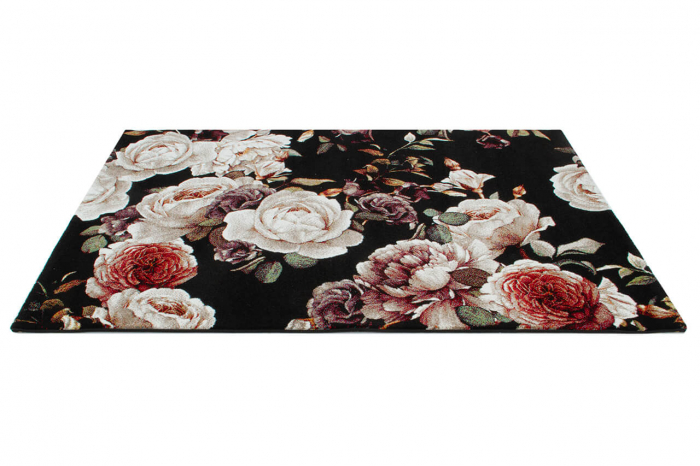 Covor shabby chic floral negru|Covoare romantice premium [4]