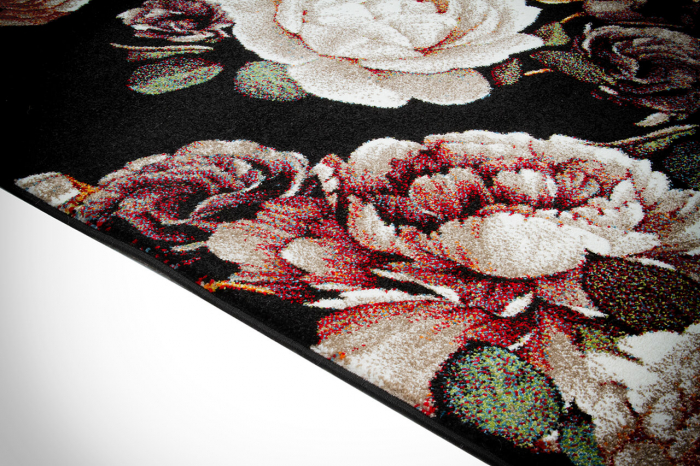Covor shabby chic floral negru|Covoare romantice premium [5]