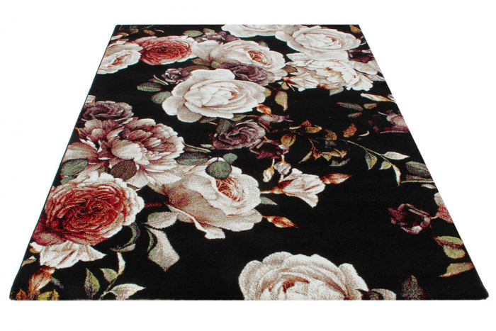 Covor shabby chic floral negru|Covoare romantice premium [2]