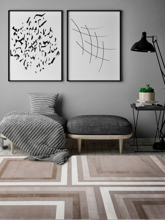 Covor modern geometric bej|Covoare contemporane premium [6]