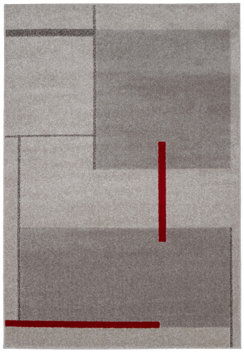 Covor modern geometric gri rosu|Covoare moderne premium [1]
