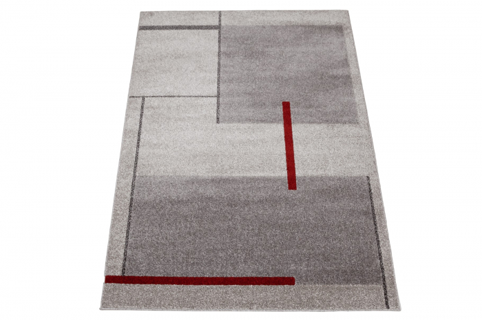 Covor modern geometric gri rosu|Covoare moderne premium [3]