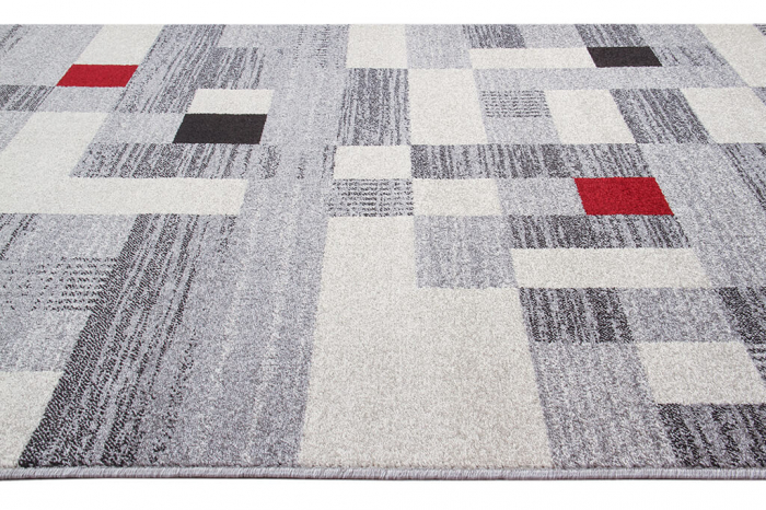 Covor geometric gri-rosu Casa|Covoare moderne contemporane [4]