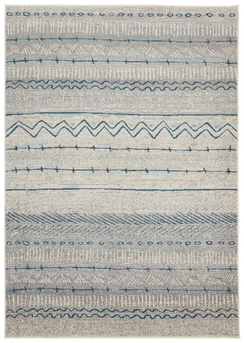 Covor geometric ivory-albastru Casa|Covoare moderne contemporane [1]