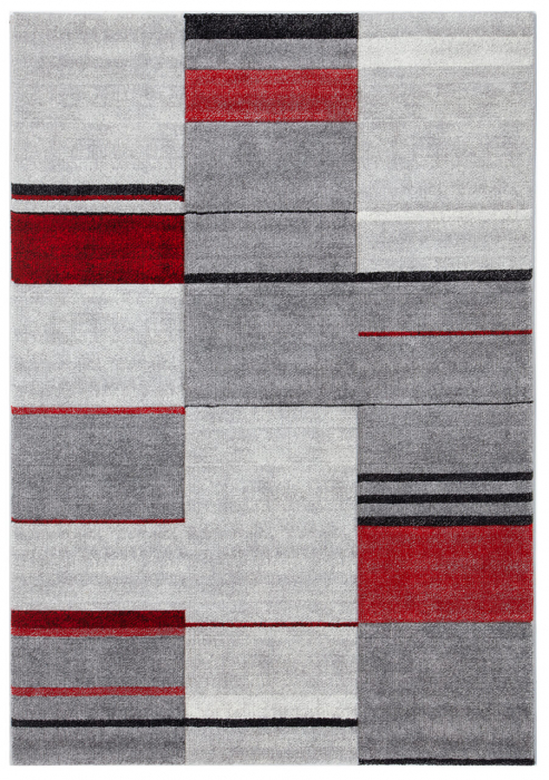 Covor contemporan geometric rosu-gri|Covoare moderne premium [1]
